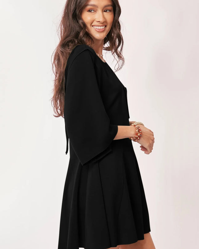 Davi & Dani Solid Draped Sleeve Ties Back Skort Romper