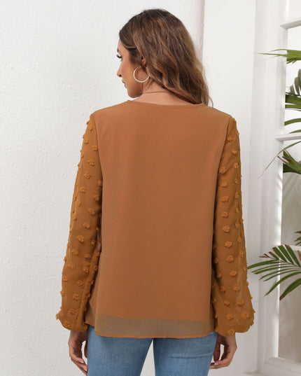 Swiss Dot Balloon Sleeve Blouse