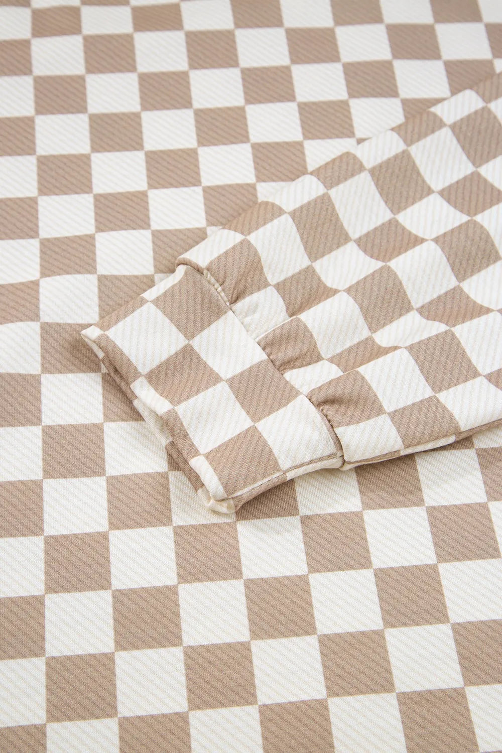 Checkered Long Sleeve Top and Skirt Two-Piece Set