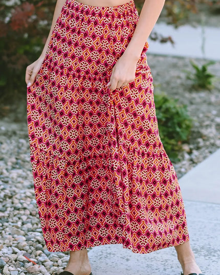Printed Tiered Maxi Skirt