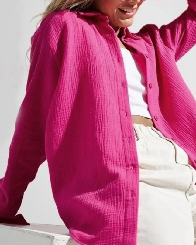 Button Up Long Sleeve Texture Shirt