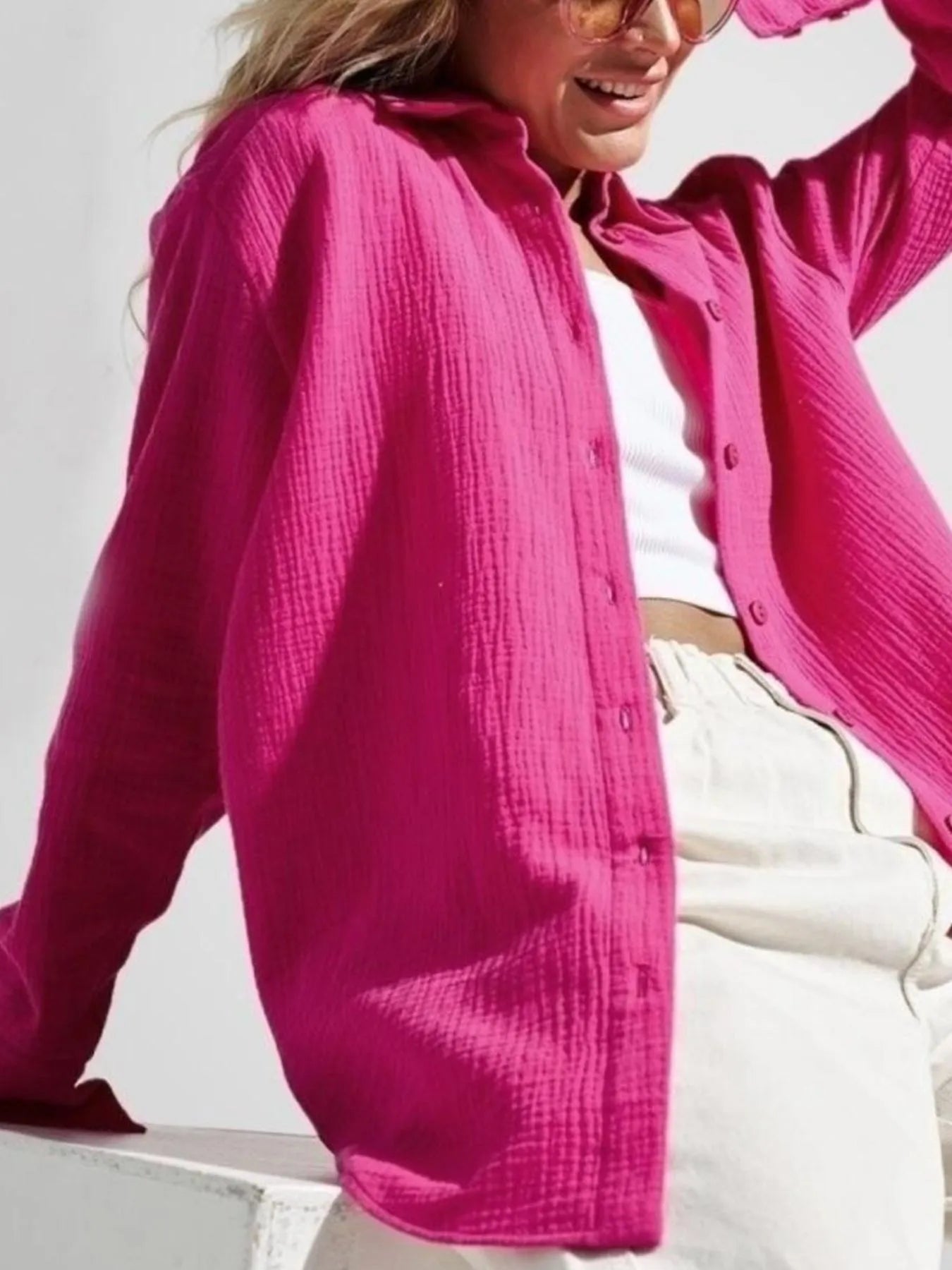 Button Up Long Sleeve Texture Shirt