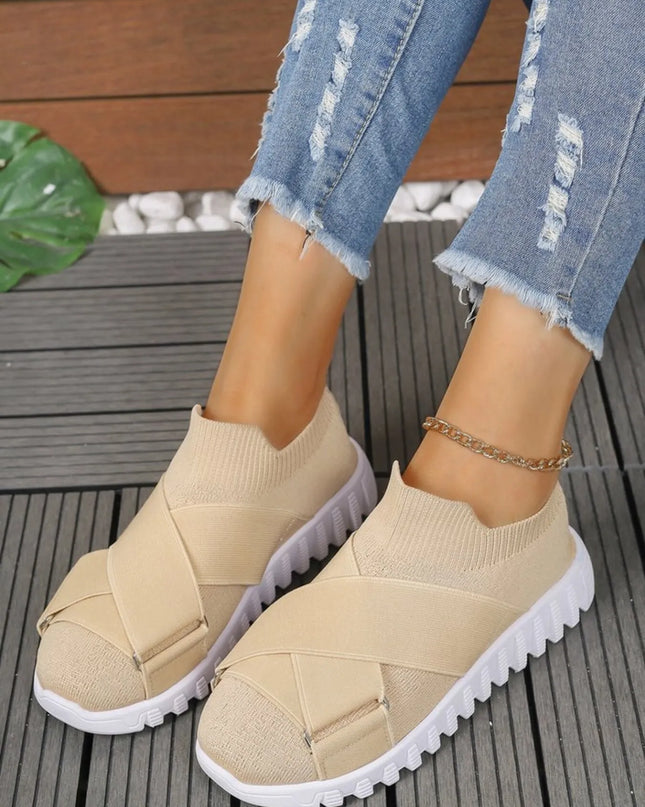 Crossover Strap Mesh Slip-Ons 