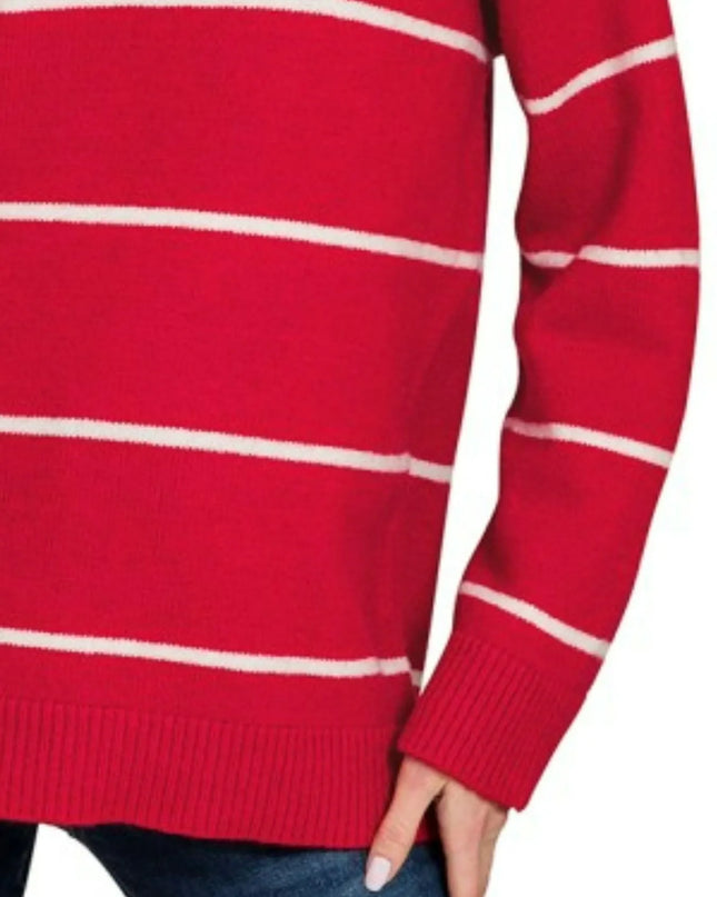 Zenana Round Neck Stripe Sweater