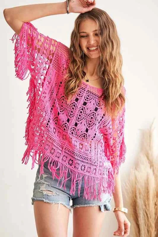 ADORA Fringe Hem Crochet Top