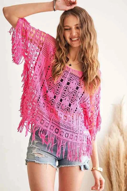 ADORA Fringe Hem Crochet Top