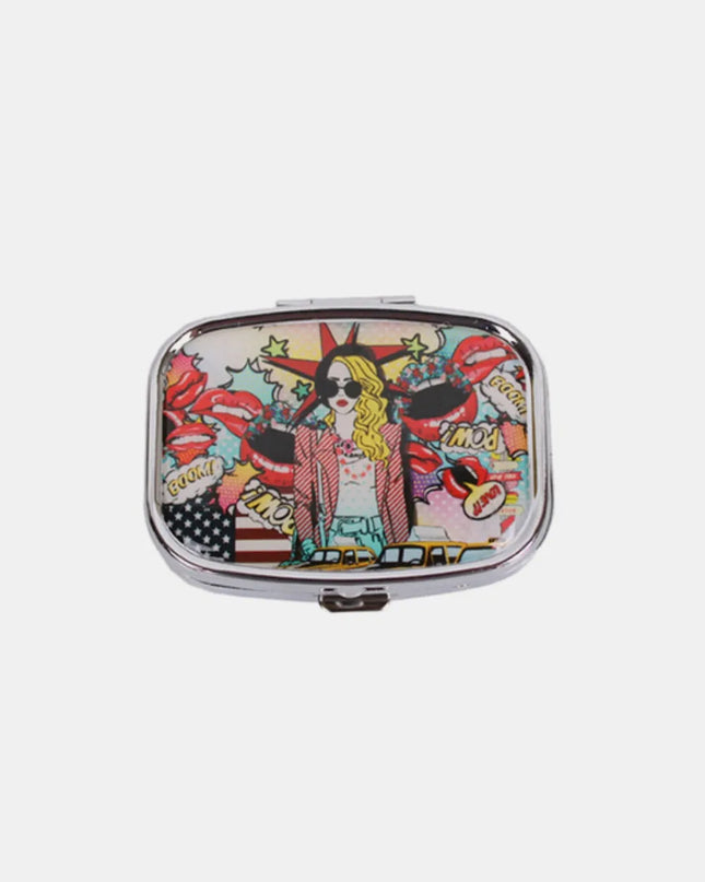 Nicole Lee USA Print Metallic Rectangular Pill Case Pop Girl One Size