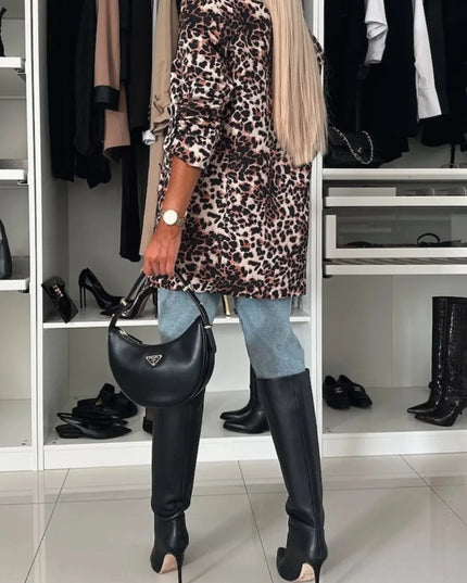 Animal Print Long Sleeve Blazer