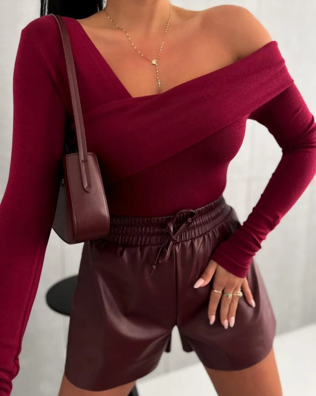 Asymmetrical Single Shoulder Long Sleeve T-Shirt