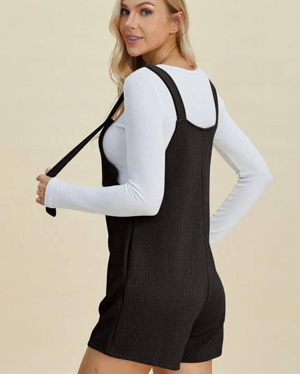 Double Take Full Size Texture Sleeveless Romper