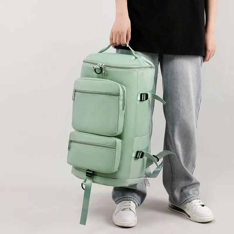 Multi Pocket Travel Backpack Bag Neon Green One Size