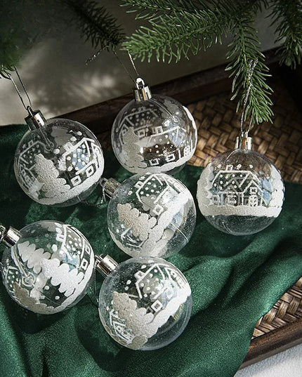 Transparent Acrylic Painted Ball Christmas Ball Decoration Pendant Hanging Ball Ornament Christmas Snow Globe House Model 6 61g