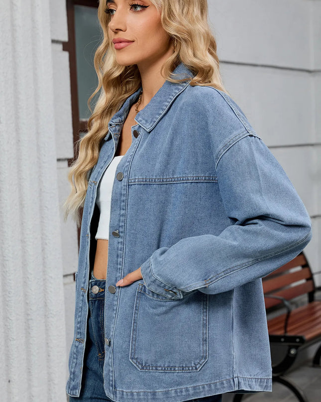 Washed Oversized Button Down Denim Jacket