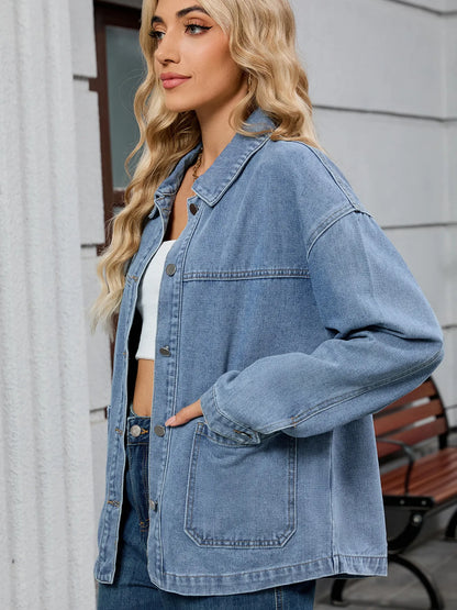 Washed Oversized Button Down Denim Jacket