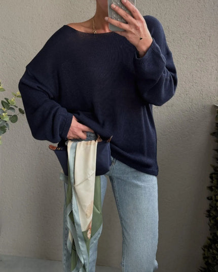 Boat Neck Drop Shoulder Sweater