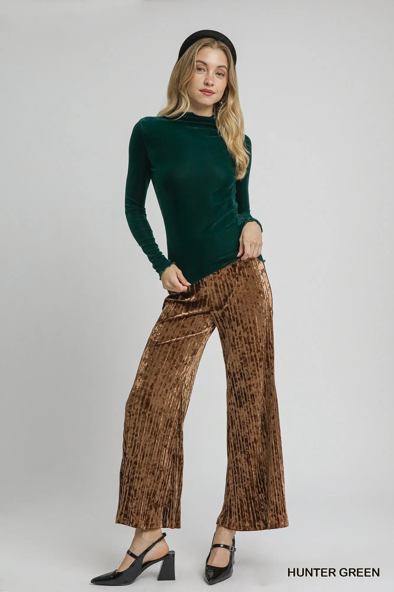 Umgee Velvet Long Sleeve Fitted Top