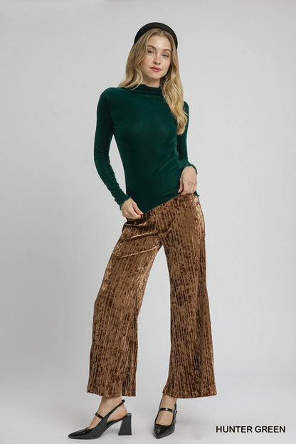 Umgee Velvet Long Sleeve Fitted Top