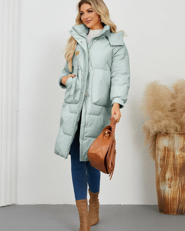 Long Sleeve Longline Hooded Winter Coat