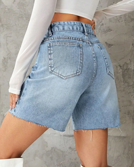 Frayed Hem Denim Shorts 