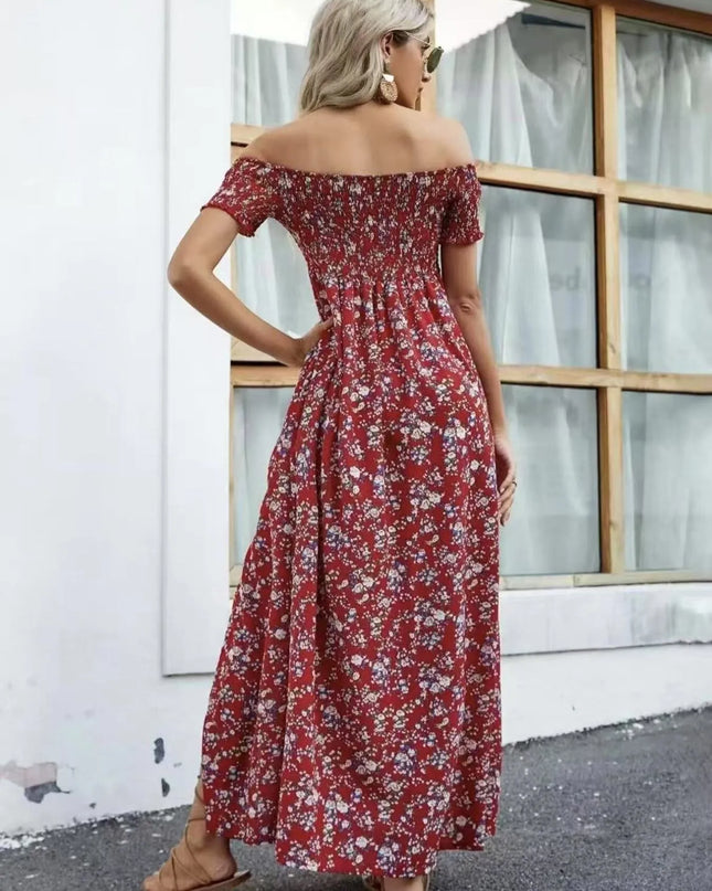 Full Size Slit Off-Shoulder Floral Midi Dress Plus Size