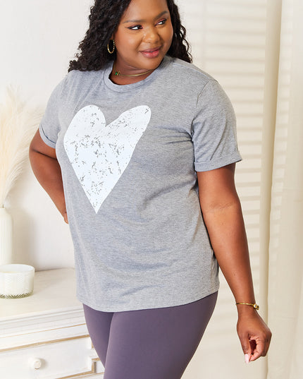 Simply Love Heart Graphic Cuffed Short Sleeve T-Shirt