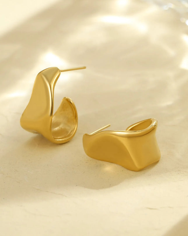 18K Gold-Plated Stainless Steel Geometric Earrings TypeB One Size