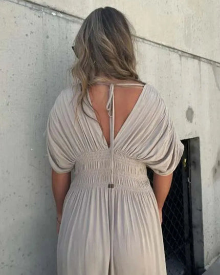 Full Size Deep V-Neck Maxi Dress with Side Slit Plus Size