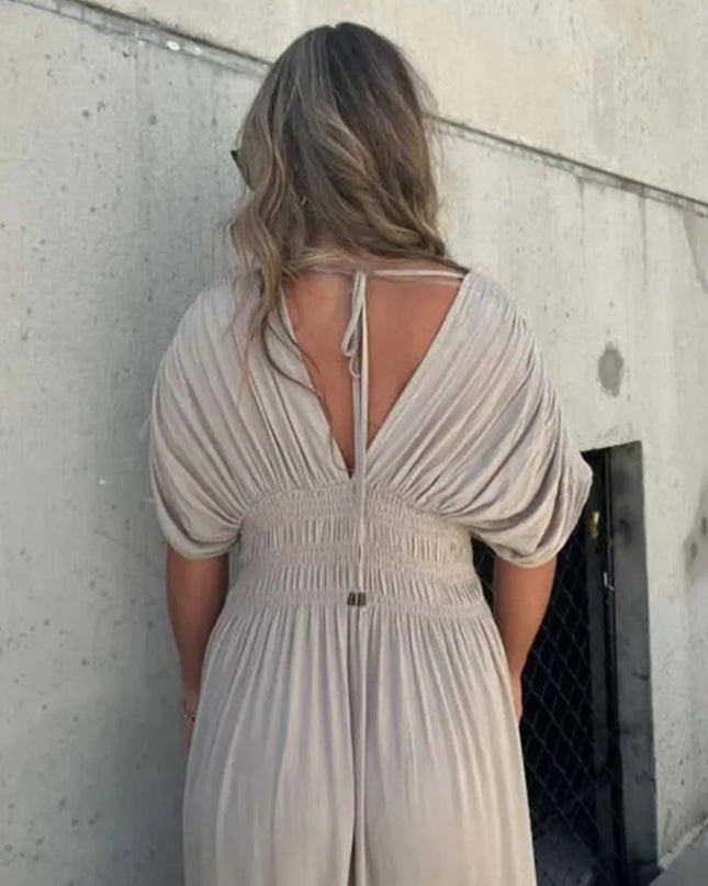 Full Size Deep V-Neck Maxi Dress with Side Slit Plus Size