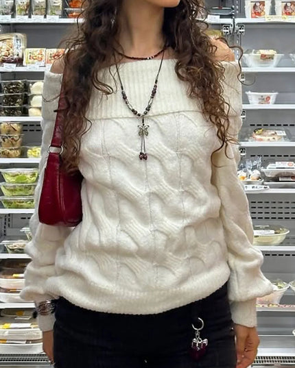 Cable Knit Off-Shoulder Sweater
