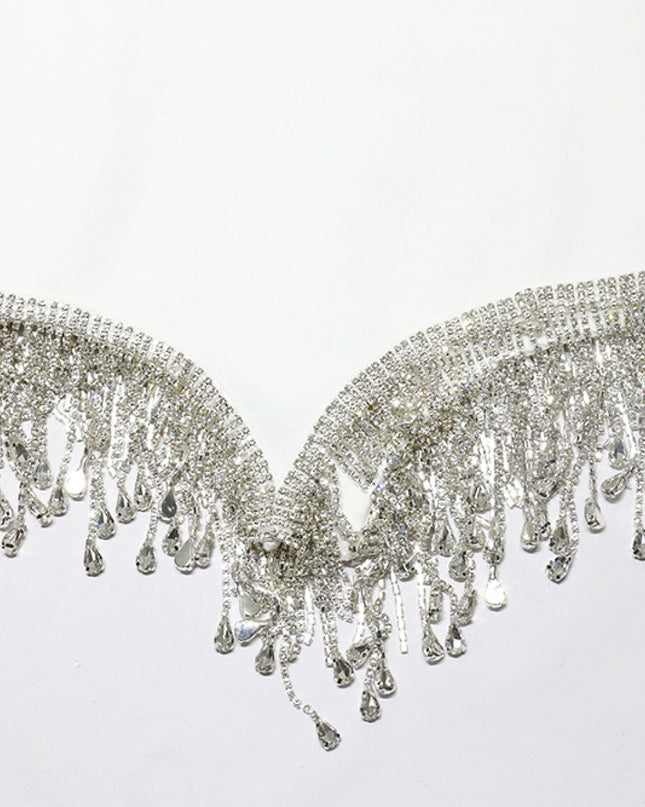 Rhinestone Tassel Hem Bodycon Dress