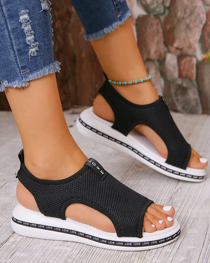 Mesh Open Toe Platform Sandals