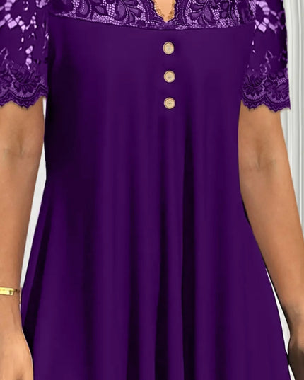 Lace Panel Short Sleeve Blouse 