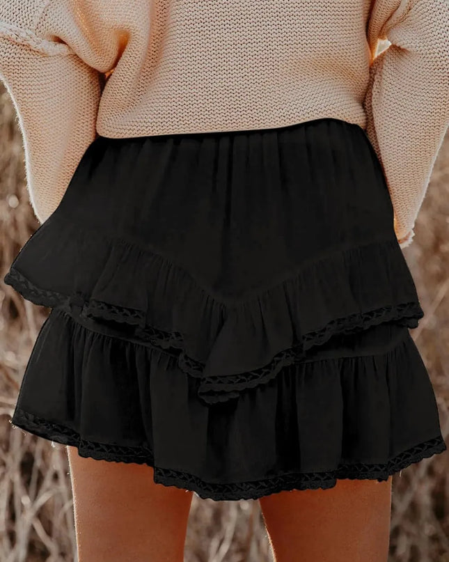 Lovelet Lace Detail Layered Skirt 