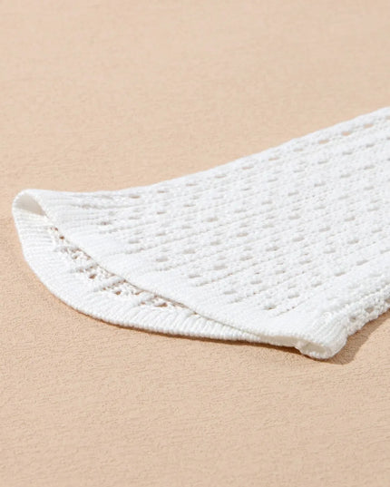 Hollow Out Bell Sleeve Drawstring Knit Cover Up Dress