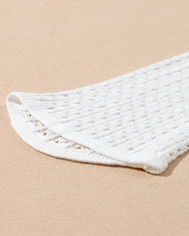 Hollow Out Bell Sleeve Drawstring Knit Cover Up Dress