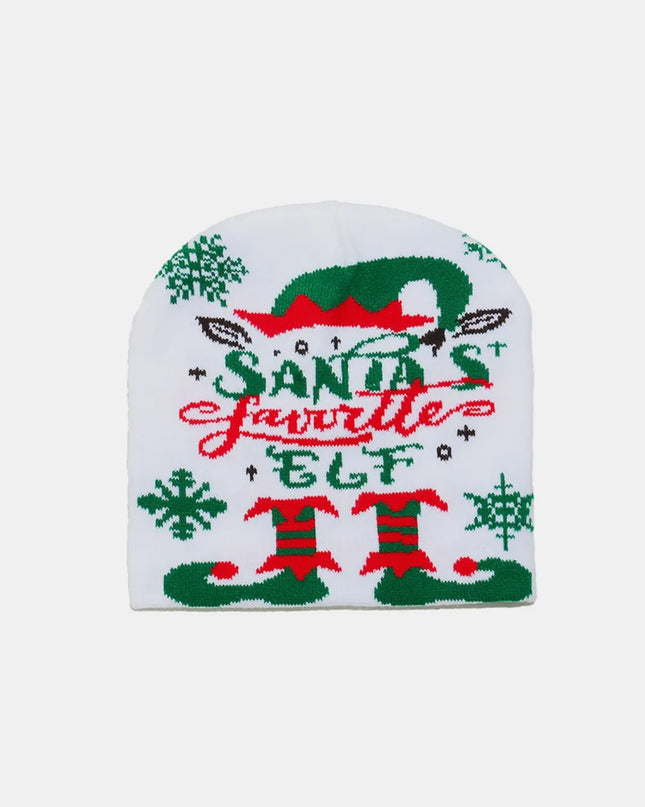 Christmas Pattern Knit Hat Style D One Size