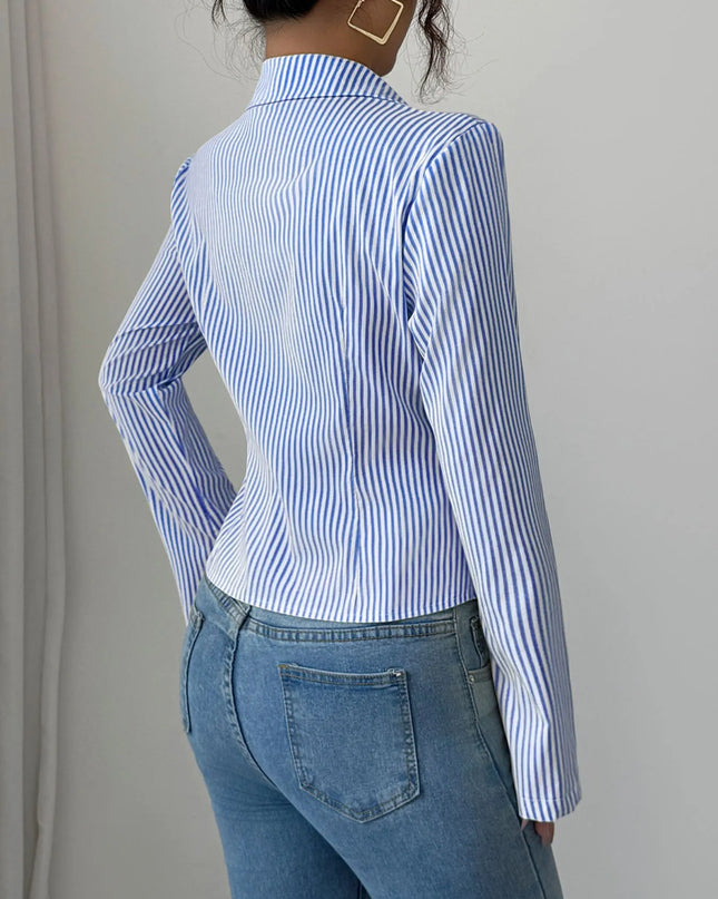 Striped Button-Up Long Sleeve Shirt