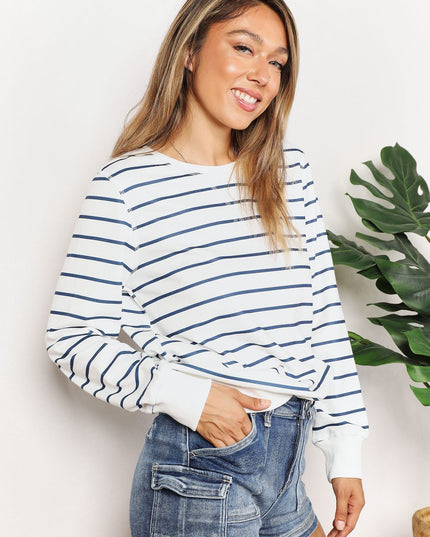 Double Take Striped Long Sleeve Round Neck Top