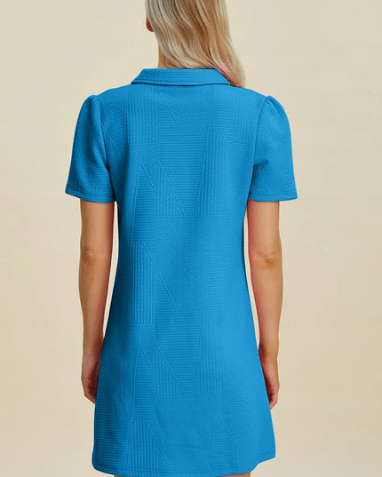 Double Take Full Size Texture Short Sleeve Dress