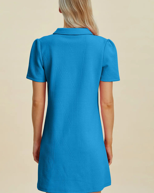 Double Take Full Size Texture Short Sleeve Dress
