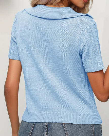 Cable Knit Short Sleeve Top