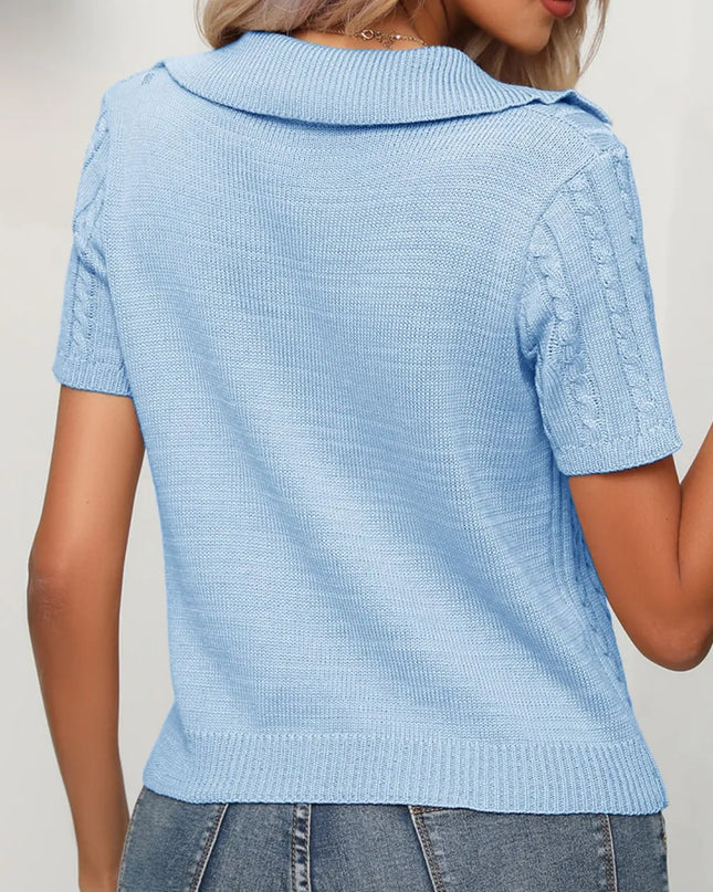 Cable Knit Short Sleeve Top