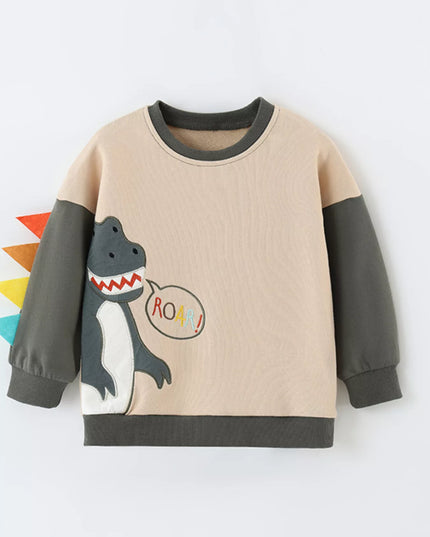 Children's Dinosaur Crew Neck Sweatshirt Apricot