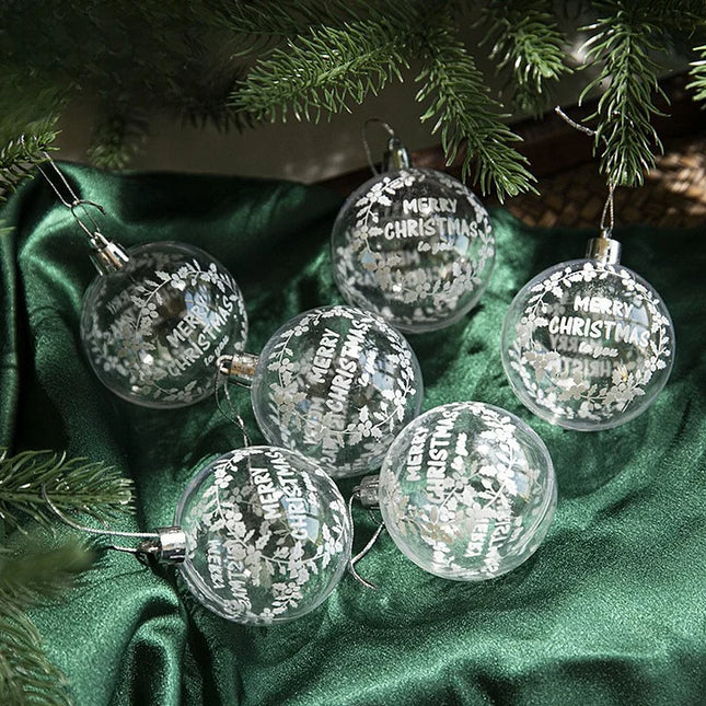 Transparent Acrylic Painted Ball Christmas Ball Decoration Pendant Hanging Ball Ornament Christmas Snow Globe Letter 6 62g