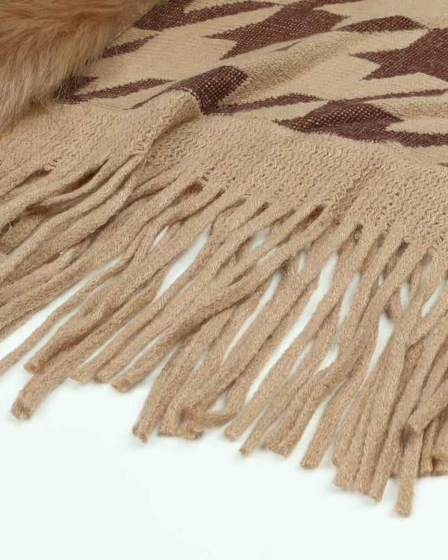 Houndstooth Fringe Hem Poncho