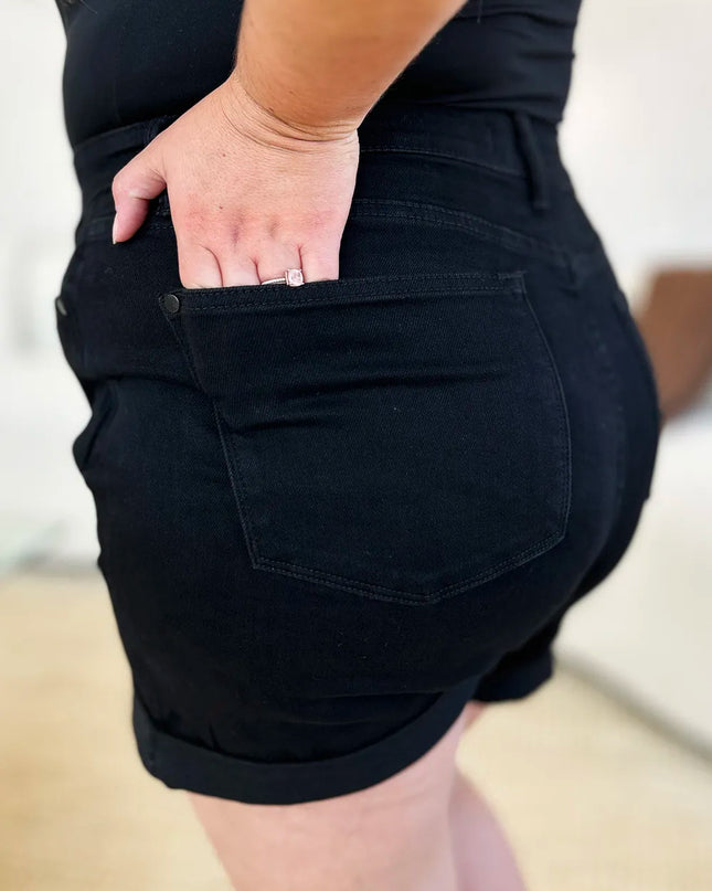 Judy Blue Full Size High Waist Tummy Control Cuffed Denim Shorts