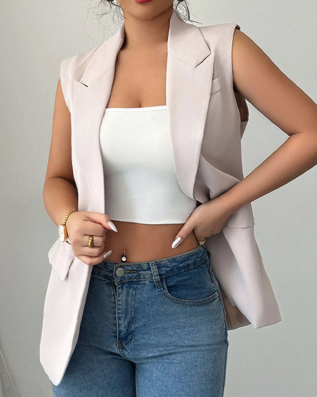 One Button Sleeveless Blazer