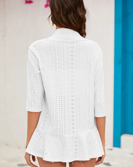 Eyelet Open Front Cardigan