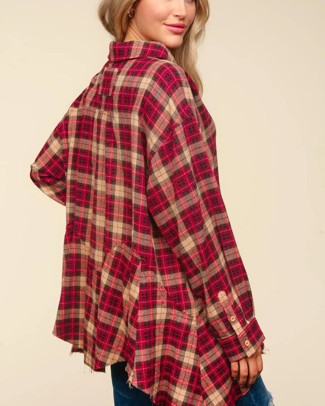 Haptics Plaid Button Down Sharkbite Shirt