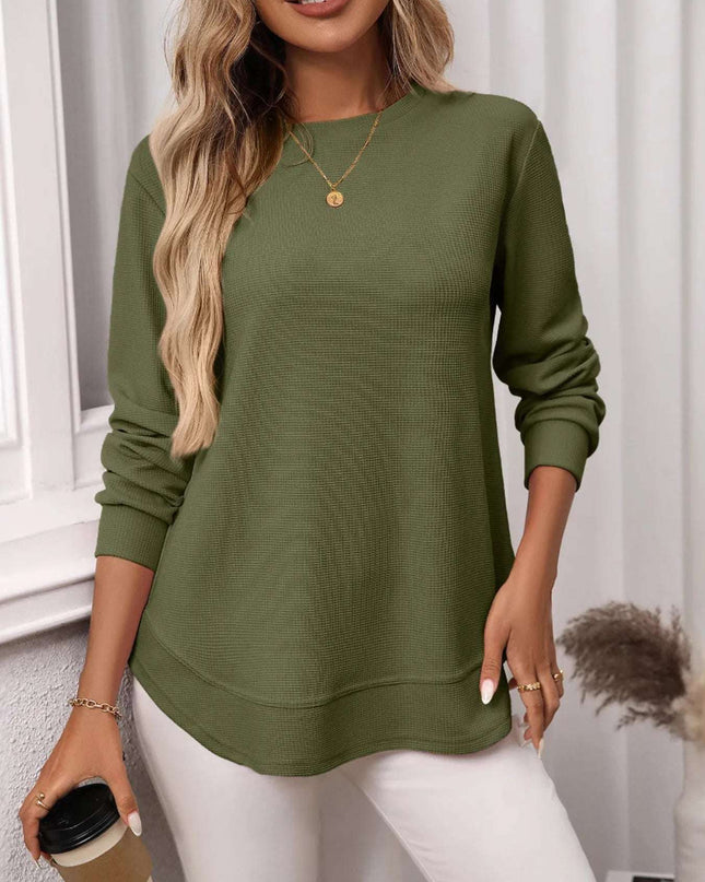 Long Sleeve Round Neck T-Shirt Army Green